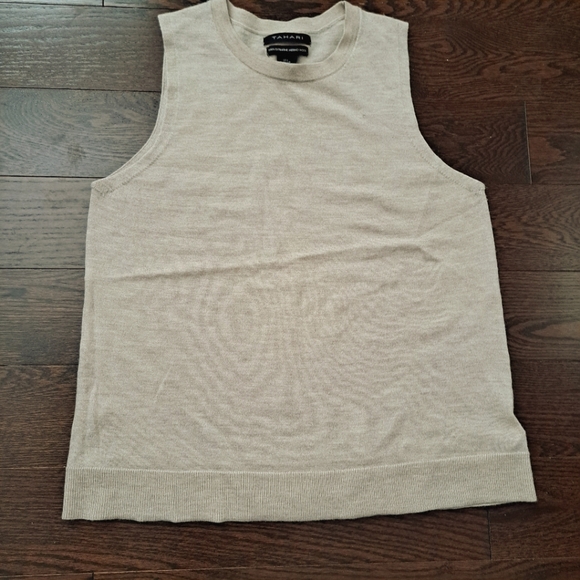 Tahari Tops - Tahari 100% extra fine merino wool sleeveless top, size L, cream.